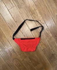 Vtg 90s Streetwear Bright Red Festival Fanny Pack Belted Waist Bag TA