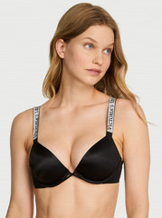 Victoria&rsquo;s Very Sexy Logo Shine Strap Push-Up Bra, Shine Strap | Black