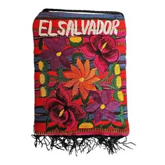El Salvador Crossbody Embroidered Floral Serape Shoulder Purse 2 Zippers NEW