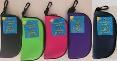 Soft Polyester Sunglass Cases with Zipper & Swivel Clip, Select Color