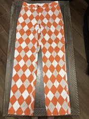 Loudmouth Men&rsquo;s Orange/White Argyle Golf Pants 34L Regular Straight