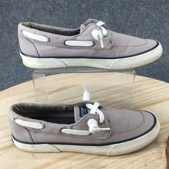 Sperry Shoes Womens 8 Gray Top-Sider Boat Shoe Slip On Canvas Deck STS83191