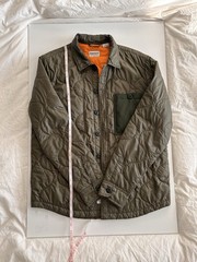 Timberland Quilted Button Lightweight Mid-Length Jacket Green Orange Men&rsquo;s M