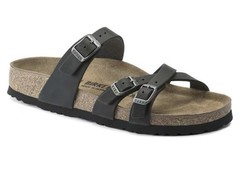 Birkenstock Franca Black Oiled Leather Buckle Sandals Slides 36 37 38 39 40 41