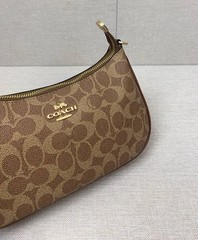 NWT Coach Teri Shoulder Bag In Signature Canvas CV933 Brown Outlet Free Shipping