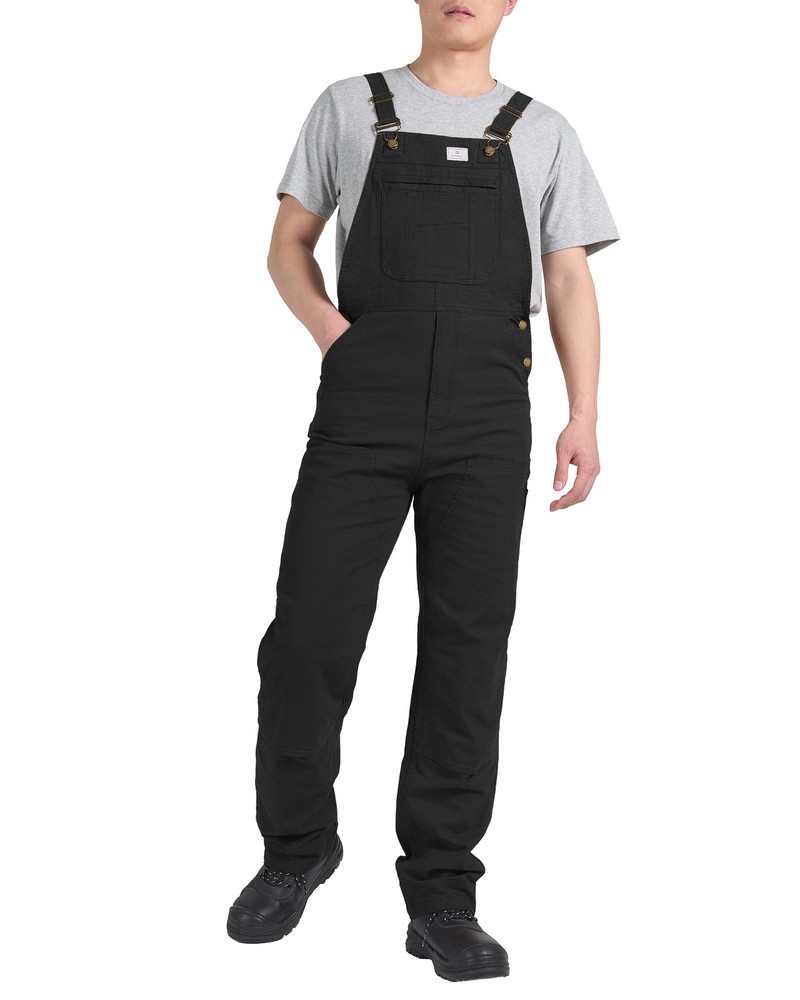 HISEA Men Flex Canvas Bib Overalls Double Knee Workwear Dungaree Coverall Pocket