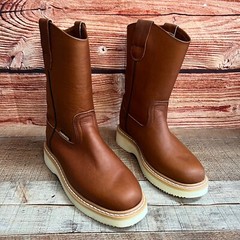 Womens Pull-up Leather Mid Calf Leather Work Boots Bota de Trabajo de Mujer Piel