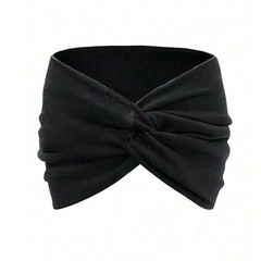 1pc Japanese Style Black Headband Stretchy Sports Casual Wear Hair Band For Men