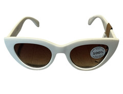 Beeline Sunglasses White Frames Brown Lens 100% UV NEW Fashionable Cat Eye Shape
