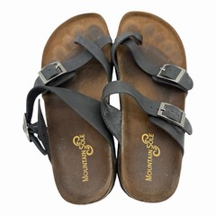 Mountain Sole Easy Slip-On Two Loop Design Leather Black Sandals Women’s Size 9