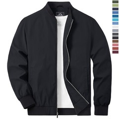 Men&rsquo;s Spring Fall Thin Bomber Jacket Full-Zip Sportswear Lightweight Casual Coat