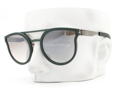 Ic! Berlin Utopia Sunglasses Matte Green Gunmetal Brown Silver Mirrored w/pouch