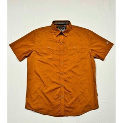 Kuhl Mens Medium Burnt Orange Short Sleeve Button Down Hiking Travel Shirt