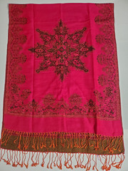 PASHMINA WOOL & SILK Scarf Shawl Wrap Cover Up PINK MANDALA Rectangle 70 X 28