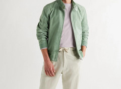 Mens Green Suede Leather Trucker Jacket Suede Custom Made Size S M L XL 2XL 3XL