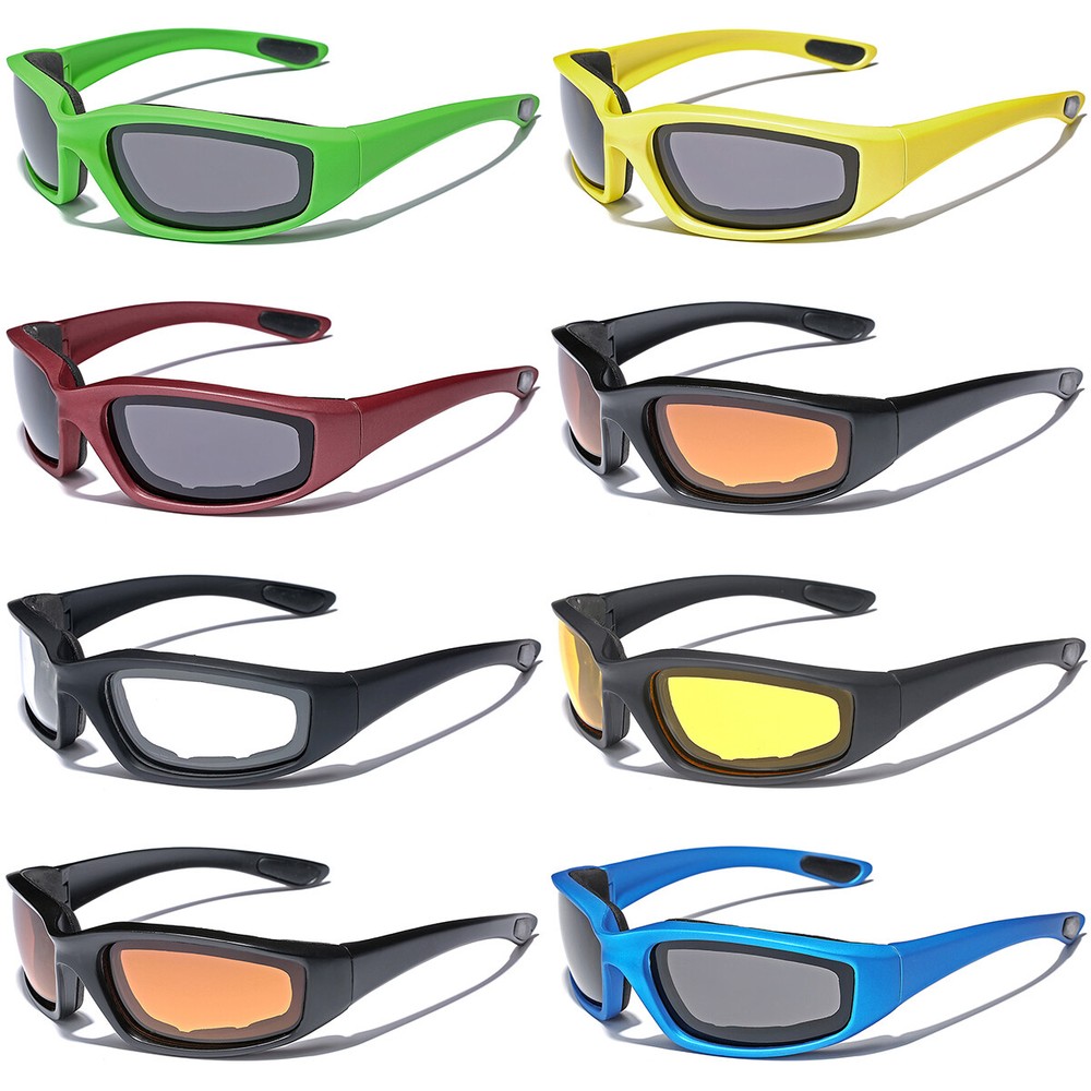 3 PAIR COMBO Wind/Impact Resistant Foam Padded Motorcycle Riding Sunglasses