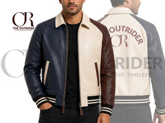 Men&rsquo;s Real Leather Sheepskin Flight Bomber American Varsity Cafe Racer Jacket