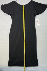Calvin Klein Black Ruffle Flutter Sleeve V-Neck Sheath Knee Length Dress Size 10