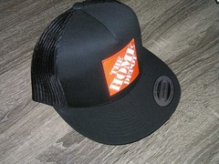 The Home Depot Patch on Trucker Hat Yupoong Classic 6006 Snapback Black/Black