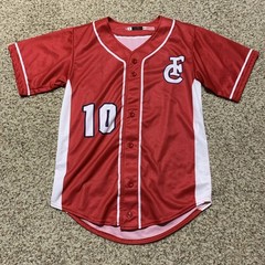 Pro Sphere FC Button Down Baseball Jersey #10 Sz. L NEW RCD8D369FSF9 Red/White