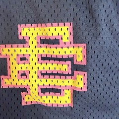 EE Eric Emanuel Basic Pink/Yellow Logo Casual Navy Mesh Basketball Shorts Med