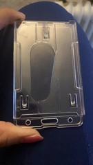 2 Pack Hard Plastic ID Badge Holder Clear Vertical Holds 2 Cards Heavy Duty, New