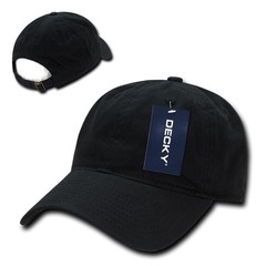 Black Plain Solid Blank Washed Cotton Polo Style Low Crown Baseball Ball Cap Hat