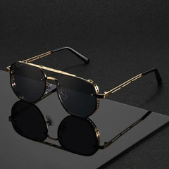 Classic Double Bridge Metal Sunglasses Men Women UV400 Fashion Retro Shades