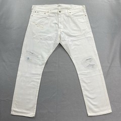 Polo Ralph Lauren Jeans Mens 40×30 Off White Denim The Sullivan Slim Distressed