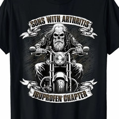 Retro Motorcycle Biker Ibuprofen Arthritis Awareness Funny T-Shirt