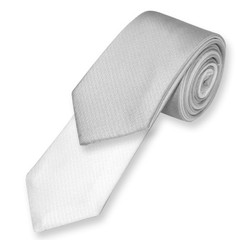 Biagio TWO-SIDED NeckTie Solid SILVER GREY and WHITE Mens Neck Tie