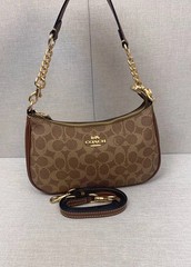 NWT Coach Teri Shoulder Bag In Signature Canvas CV933 Brown Outlet Free Shipping