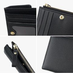 RFID Blocking Leather Bifold Wallet with Zipper Coin Pocket Lady Fashion Clutch