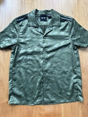 Adidas Ivy Park Shirt Mens 3XS Green Geometric Short Sleeve Button Up
