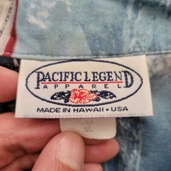 Pacific Legend Shirt Mens Extra Large Blue Button Up Sail Boat Compass Ocean