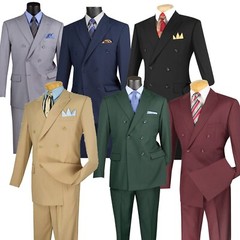 Hunter Green Vinci Men Solid Double Breasted Regular Fit Suit Elastic Waist