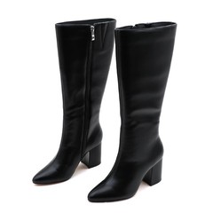 Lurnyet Women&rsquo;s Pointed Toe Knee High Boots 3 Inch Blck Heel, Side Zip Closure
