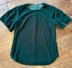 Vintage Ralph Lauren Velvet Dark Green Short Sleeve Blouse Size 4