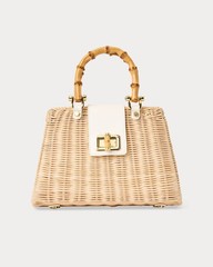 Lilly Pulitzer Leena Top Handle Bag Resort White X Natural