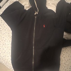 Polo Ralph Lauren Men&rsquo;s Black Solid Full Zip Hooded Logo Hoodie Size L