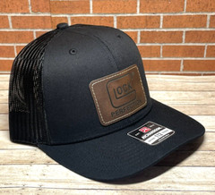 Richardson 112 Glock Leatherette Patch Trucker Hat, Gun Glock Hat, Black