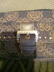 KATHY VAN ZEELAND Crossbody Clutch Purse • Denim Glitter Studs Jewels Buckle