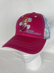 Disney Kim Possible Adjustable Ball Cap Hat Pink Blue White Hibiscus MD/LG