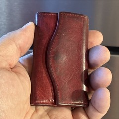 St. Thomas Red Solid Leather Key Case with Snap Accent, Unisex