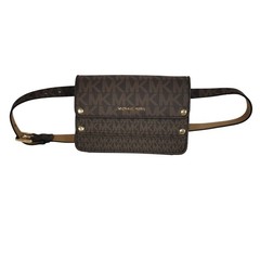 NWOT Michael Kors Fanny Pack Belt Bag Women S/M Brown Signature MK Logo Monogram