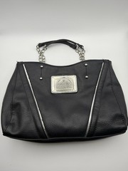 “Nicole” By Nicole Miller Handbag Purse Black Partial Chain Handle 10&Prime;x7&Prime;x3&Prime;