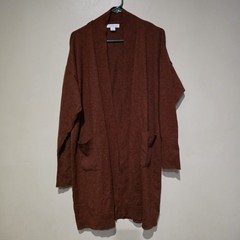 Liz Claiborne Rust Solid Knit Open Front Cardigan Sweater Women XL Pockets