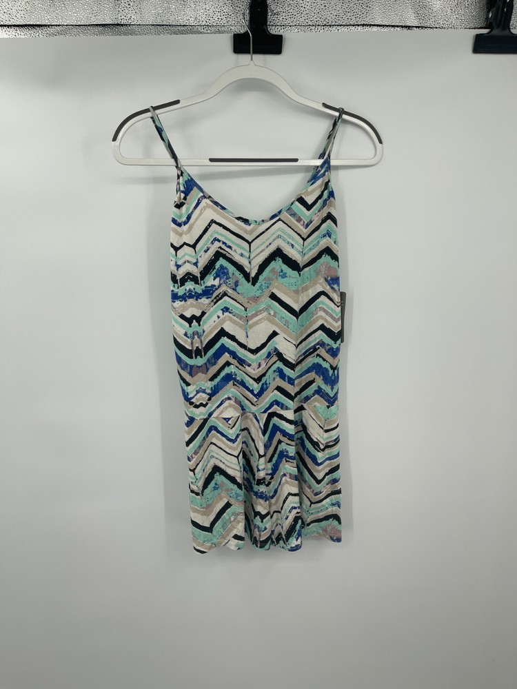 Threads 4 Thoughts Womens Romper Medium Lightweight Strappy Sleeve Chevron New