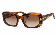Tom Ford Icon Rectangular Sunglasses FT1253 Havana/Brown With Case New