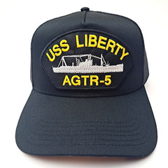 US Navy USS Liberty AGTR-5 Men&rsquo;s Embroidered Patch Cap Hat Black Cotton Mesh
